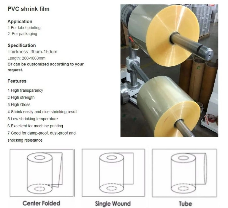 High Quality & Crystal Clear Plain/Colored PVC Pet POF Heat Shrink Film for Label Use